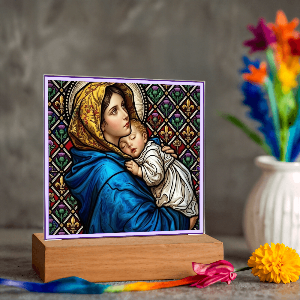 Madonna of the Streets Stained Glass Acrylic Square Plaque
