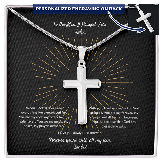 Faithkeeper's Necklace - Stainless Steel Custom-Engraved Artisan Cross