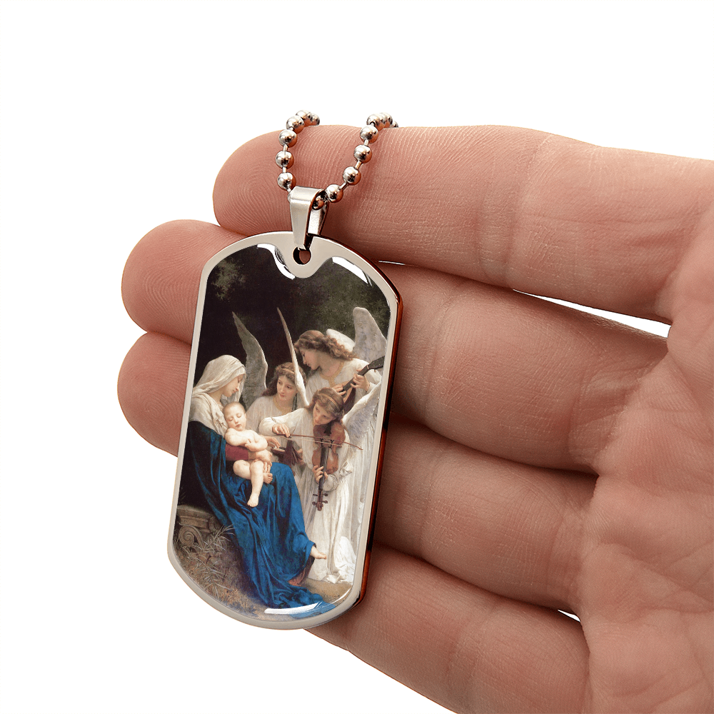 Mary the Virgin with the Angels Dog Tag Necklace