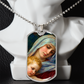 The Virgin Mary and the Child Jesus Personalized Dog Tag Necklace (Stainless Steel or 18K Gold Finish)