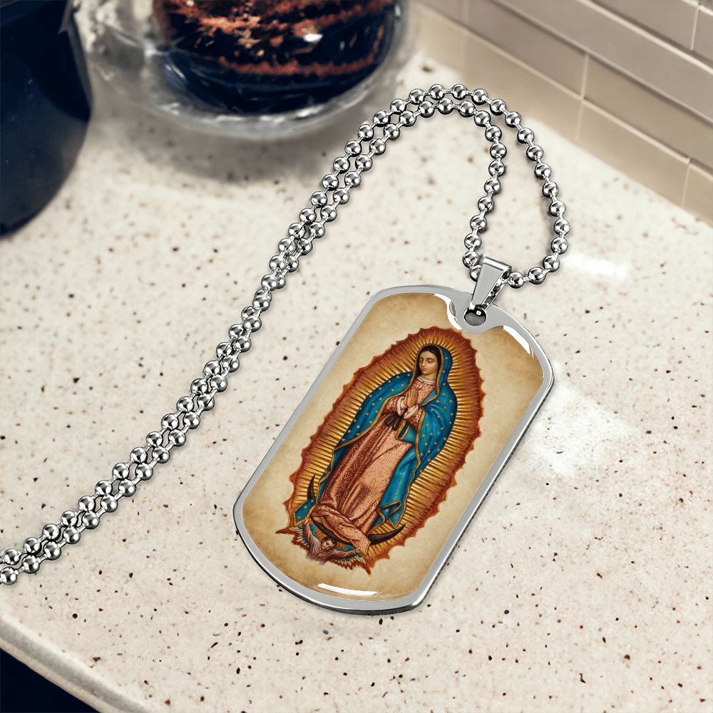 Our Lady of Guadalupe Graphic Dog Tag Necklace