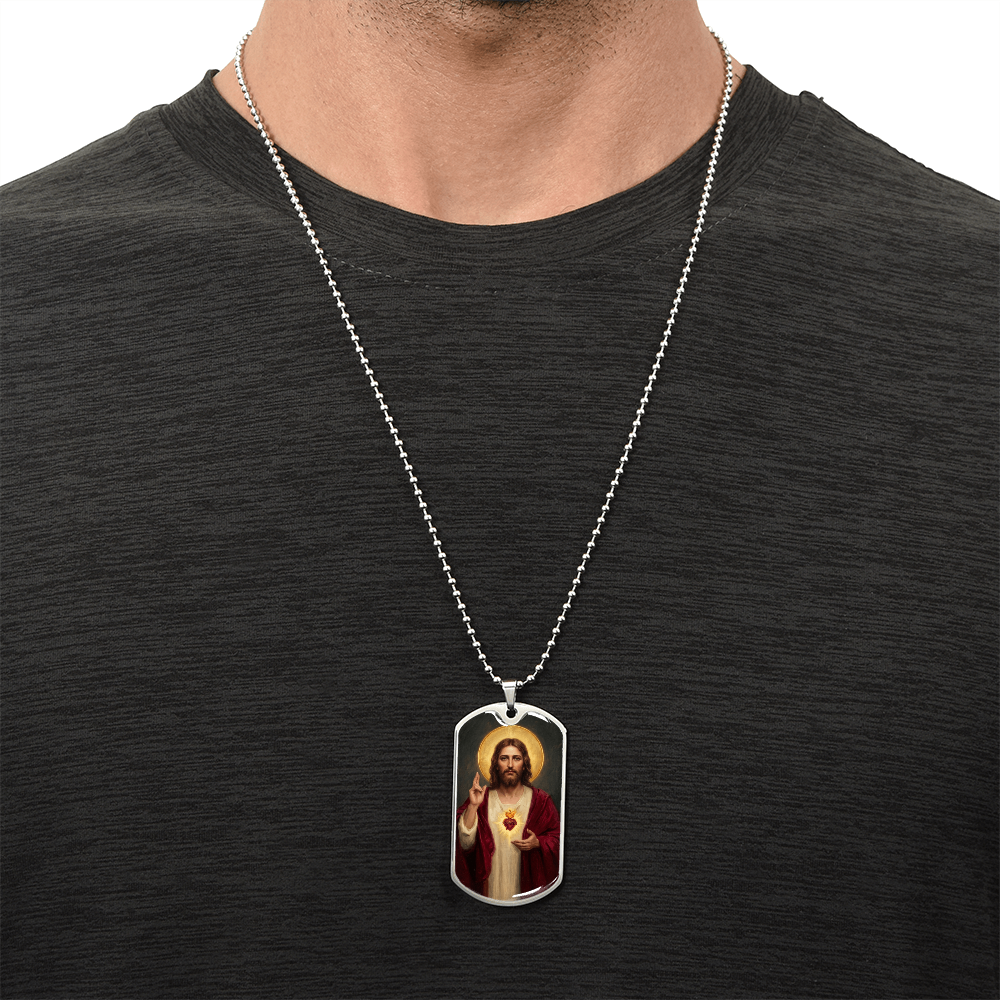Sacred Heart of Jesus Thomas Chambers Dog Tag Necklace