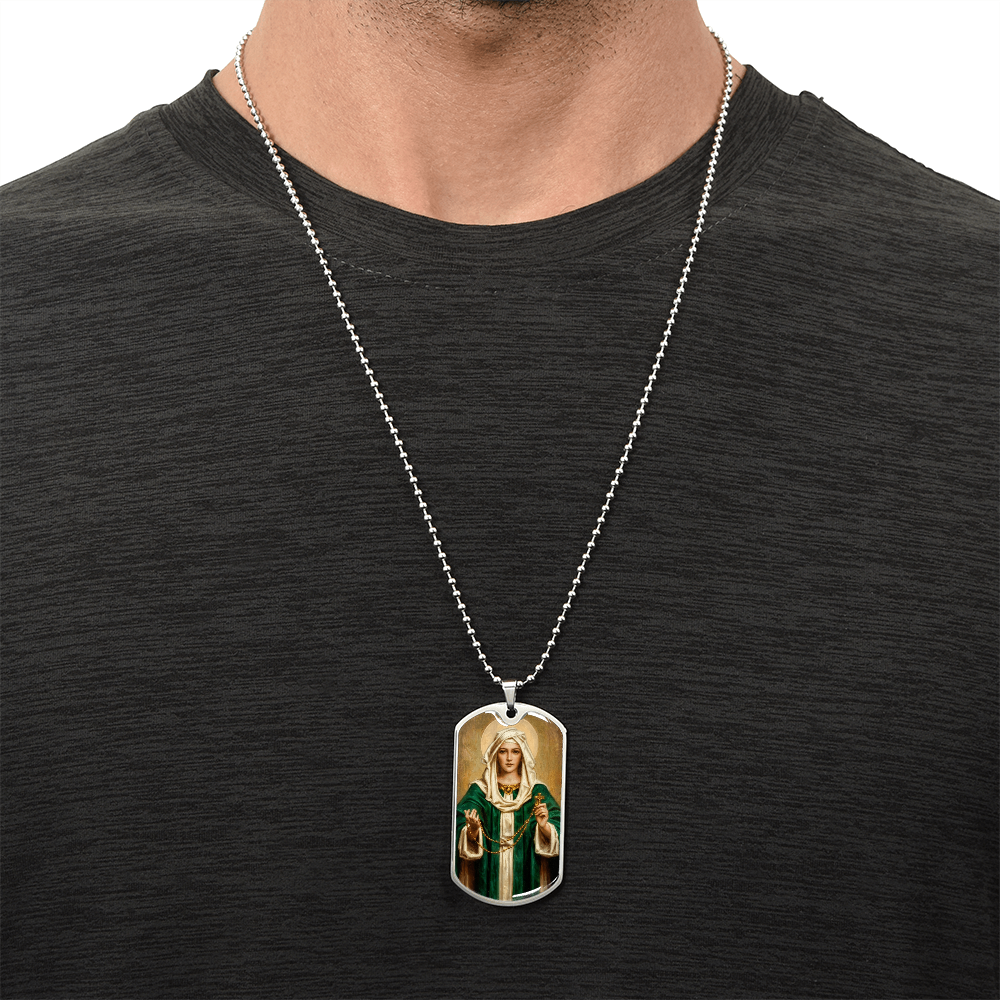 Our Lady of the Rosary by Thomas Chambers Dog Tag Necklace