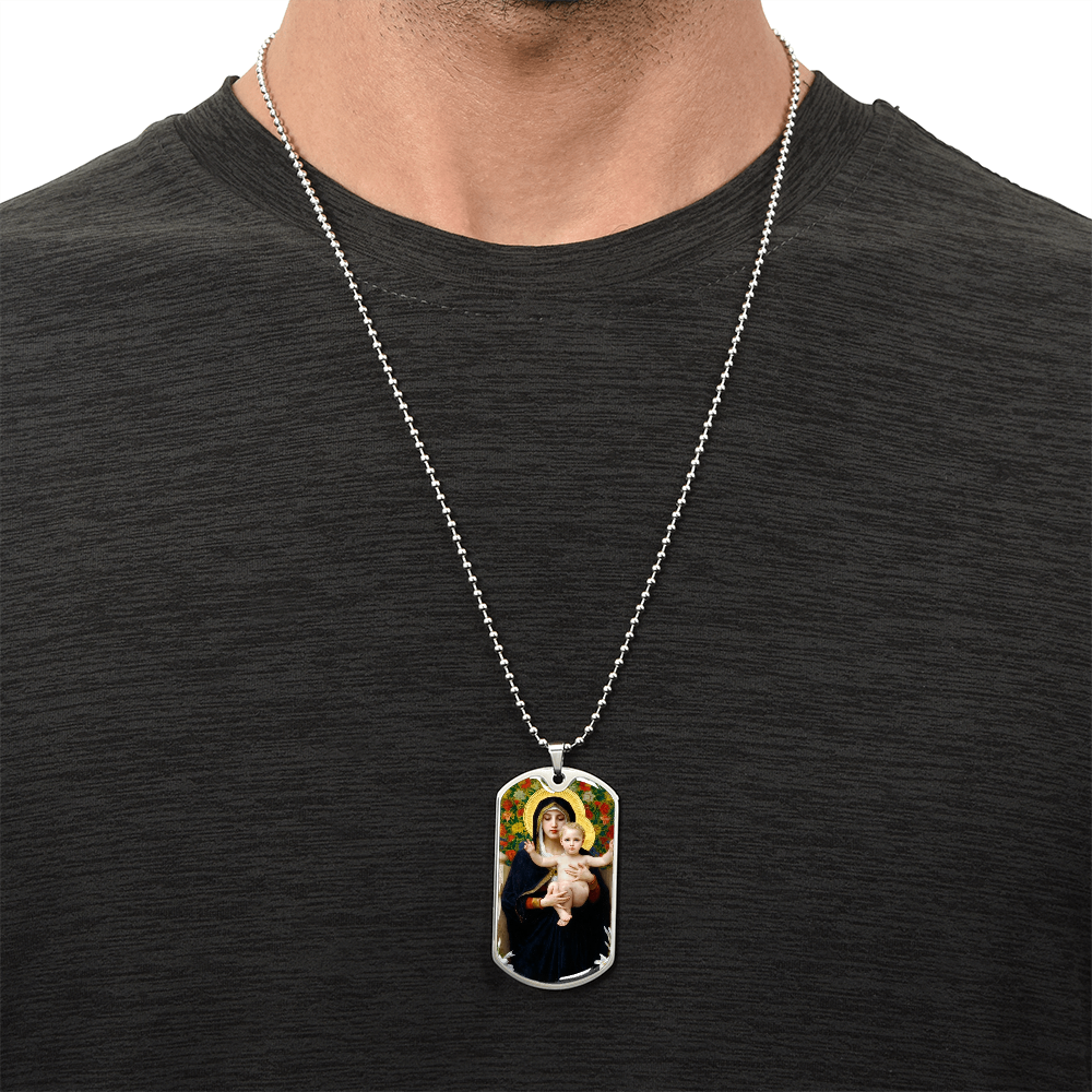 Madonna of the Lilies by Bouguereau Dog Tag Necklace
