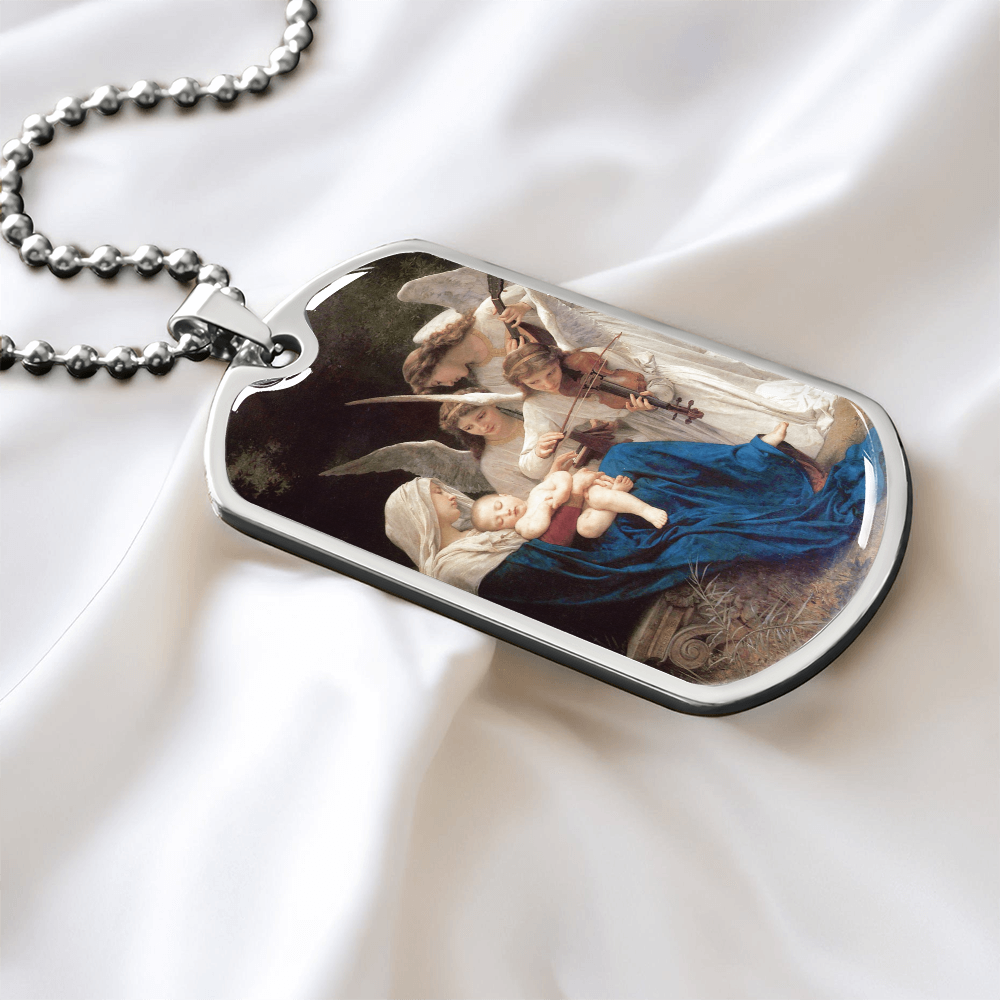 Mary the Virgin with the Angels Dog Tag Necklace