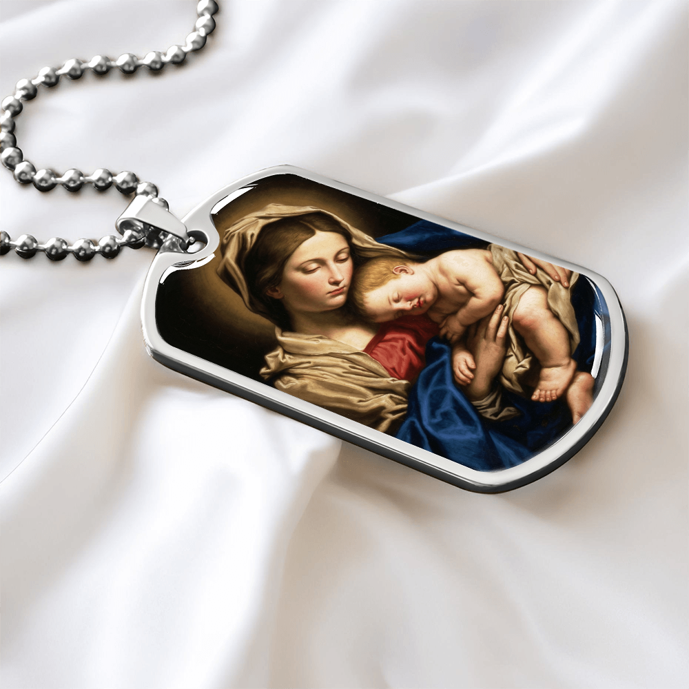 Madonna & Child Graphic Dog Tag Necklace