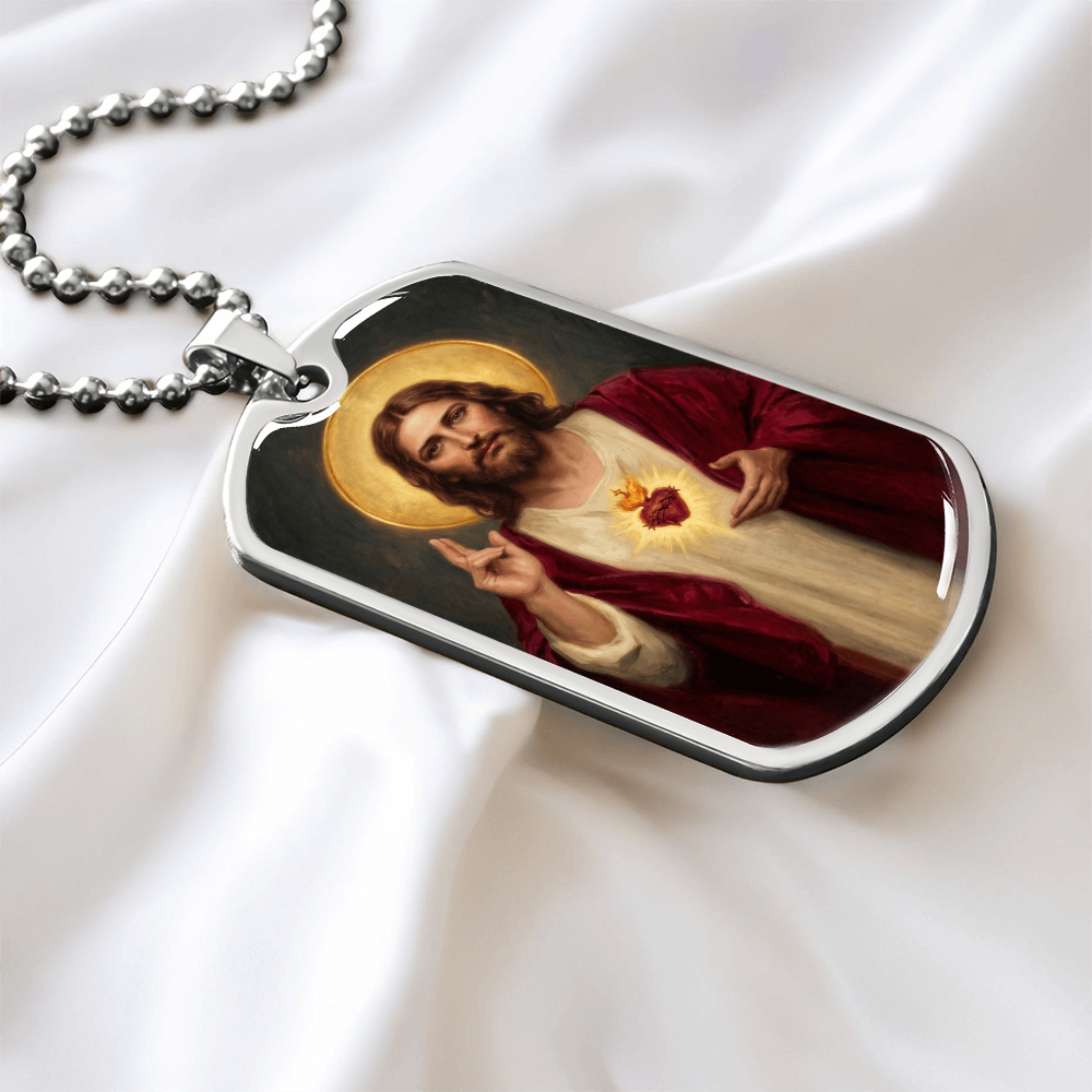 Sacred Heart of Jesus Thomas Chambers Dog Tag Necklace
