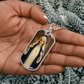 Immaculate Heart of Mary Personalized Dog Tag Necklace (Stainless Steel or 18K Gold Finish)