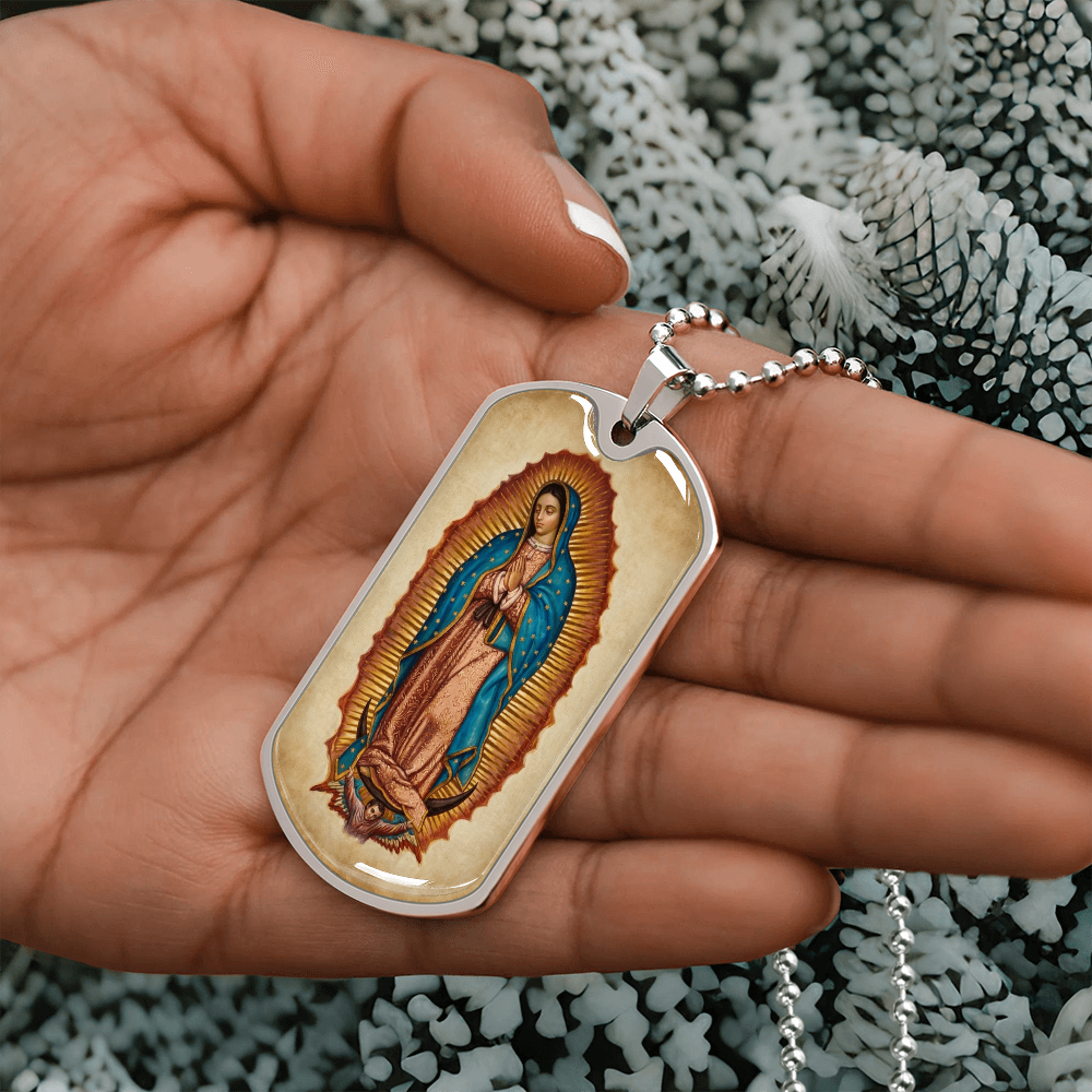 Our Lady of Guadalupe Graphic Dog Tag Necklace