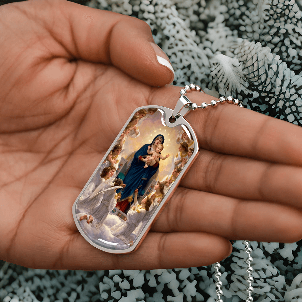 Mary Queen of Angels Dog Tag Necklace