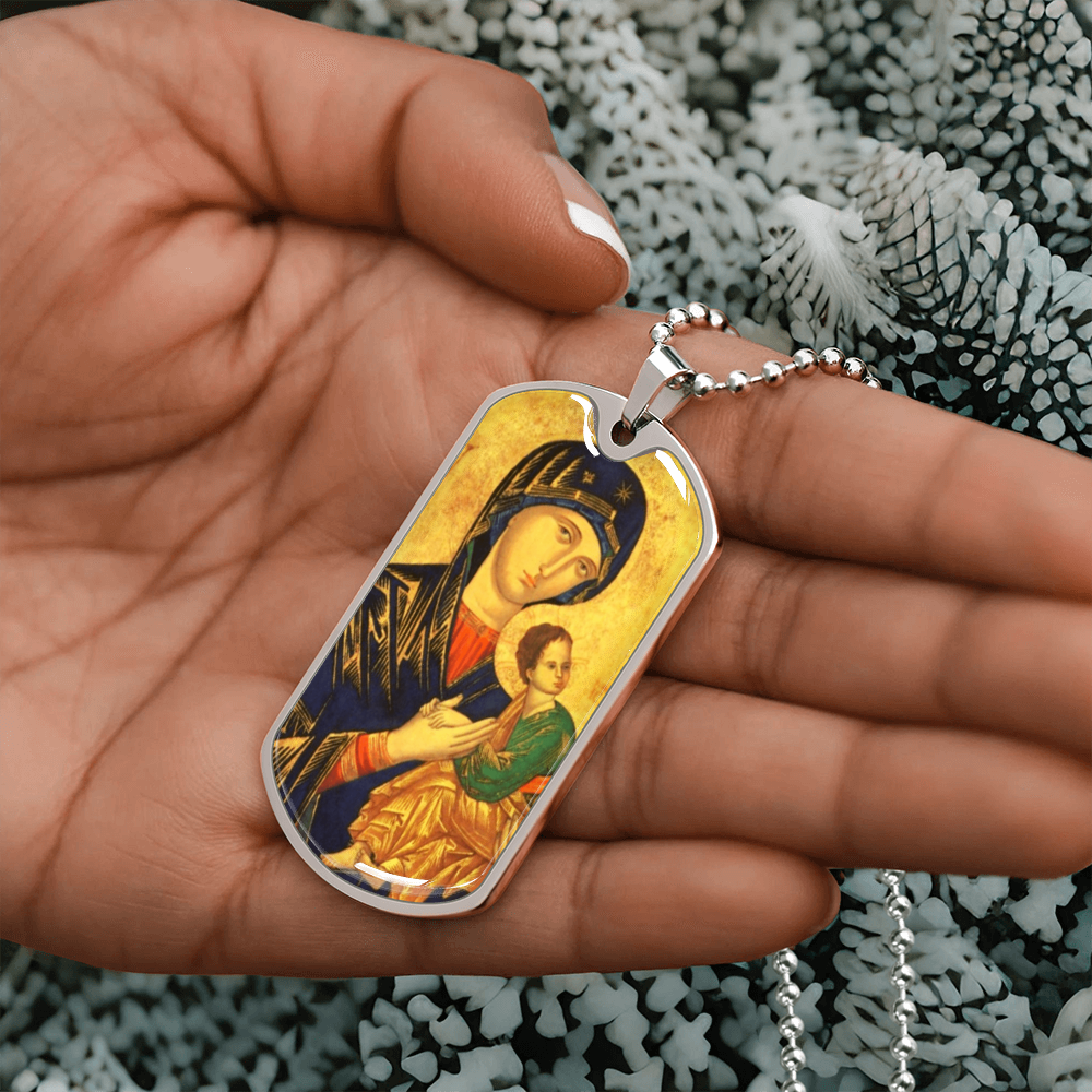 Our Lady of Perpetual Help Dog Tag Necklace