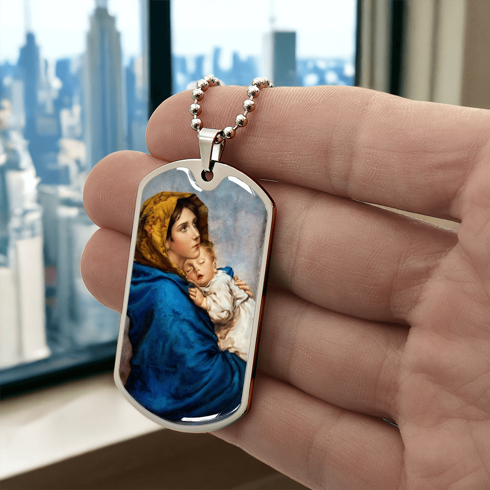 Madonna of the Streets Dog Tag Necklace