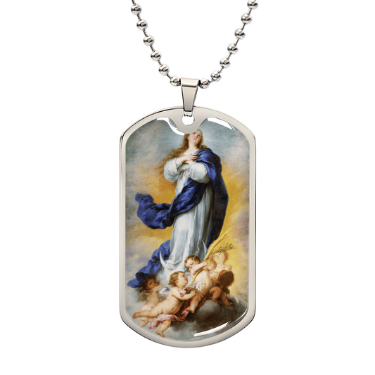 Immaculate Conception of Aranjuez Personalized Dog Tag Necklace (Stainless Steel or 18K Gold Finish)