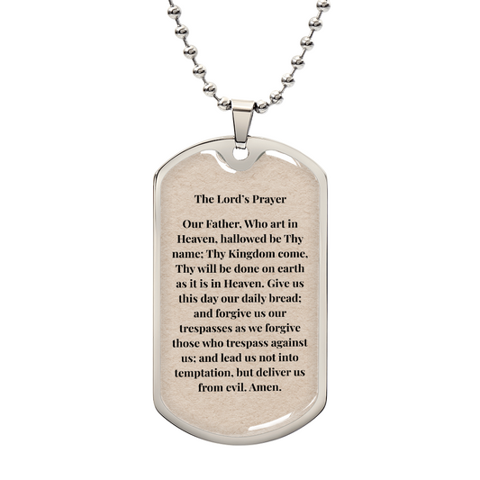 The Lord's Prayer Personalized Dog Tag Necklace (Stainless Steel or 18K Gold Finish)