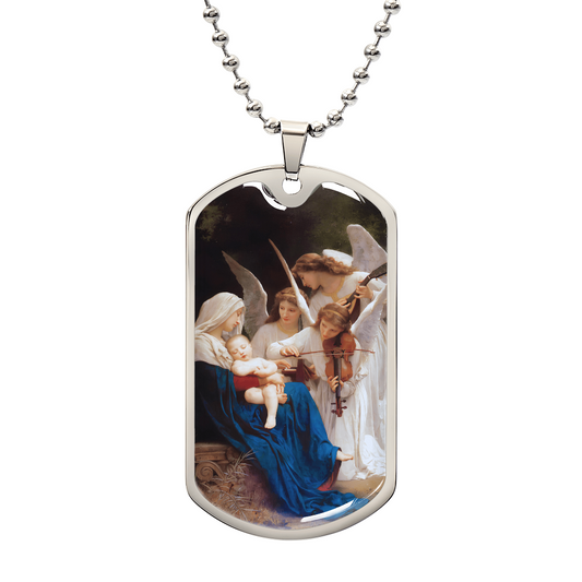 Song of the Angels Personalized Dog Tag Necklace (Stainless Steel or 18K Gold Finish)