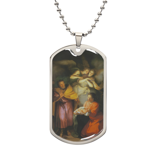 The Nativity Personalized Dog Tag Necklace (Stainless Steel or 18K Gold Finish)