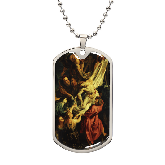 Descent from the Cross Personalized Dog Tag Necklace (Stainless Steel or 18K Gold Finish)