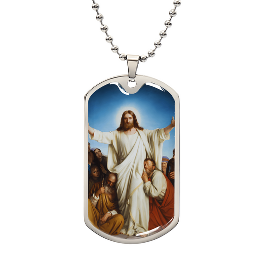 Christ the Consolator Personalized Dog Tag Necklace (Stainless Steel or 18K Gold Finish)