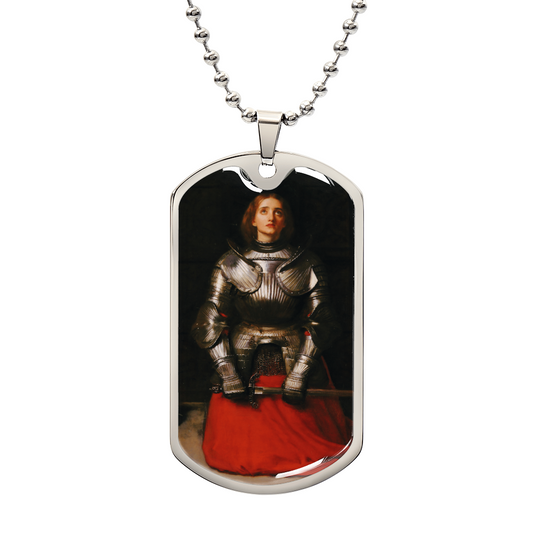 Joan of Arc Personalized Dog Tag Necklace (Stainless Steel or 18K Gold Finish)