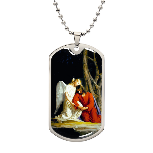 Gethsemane Personalized Dog Tag Necklace (Stainless Steel or 18K Gold Finish)