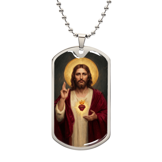 Sacred Heart of Jesus Thomas Chambers Dog Tag Necklace