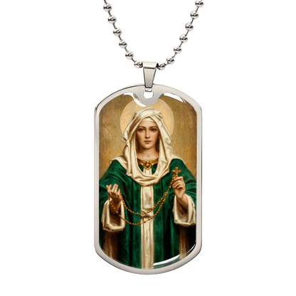 Our Lady of the Rosary by Thomas Chambers Dog Tag Necklace