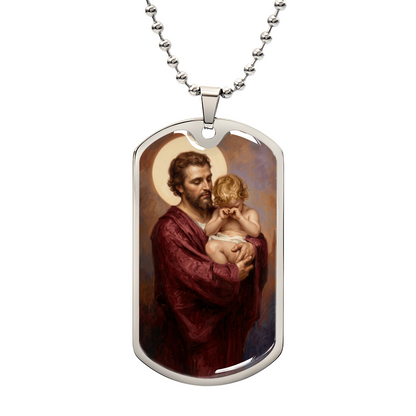 St. Joseph and the Crying Jesus Dog Tag Necklace