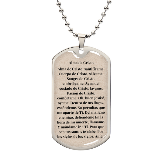 Alma de Cristo Personalized Dog Tag Necklace (Stainless Steel or 18K Gold Finish)
