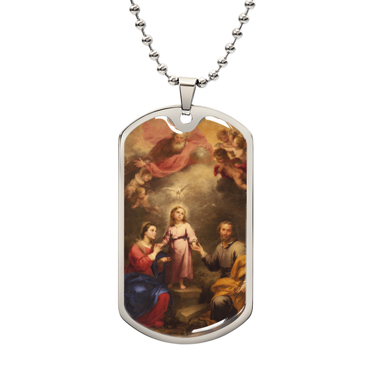 The Heavenly and Earthly Trinities Personalized Dog Tag Necklace (Stainless Steel or 18K Gold Finish)