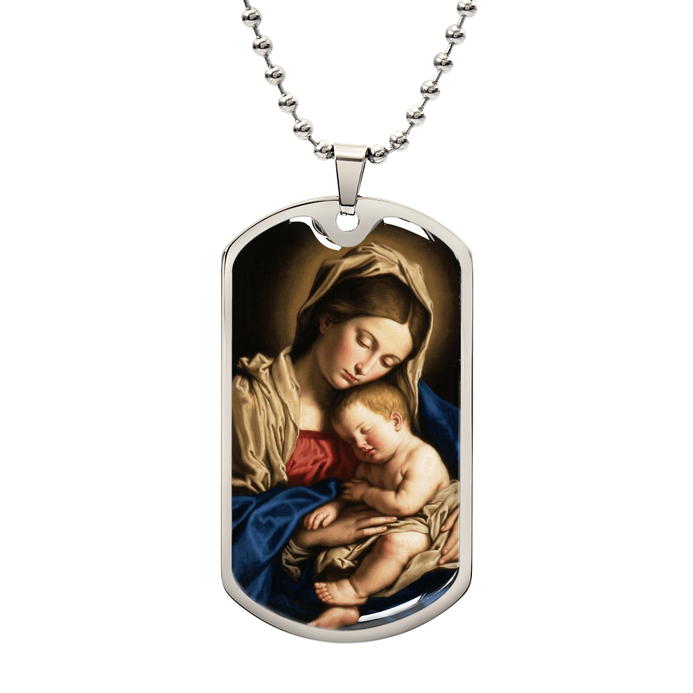 Madonna & Child Graphic Dog Tag Necklace