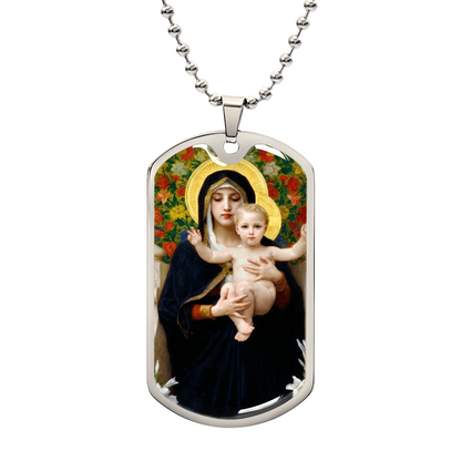 Madonna of the Lilies by Bouguereau Dog Tag Necklace