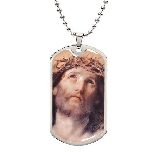 Ecce Homo Personalized Dog Tag Necklace (Stainless Steel or 18K Gold Finish)