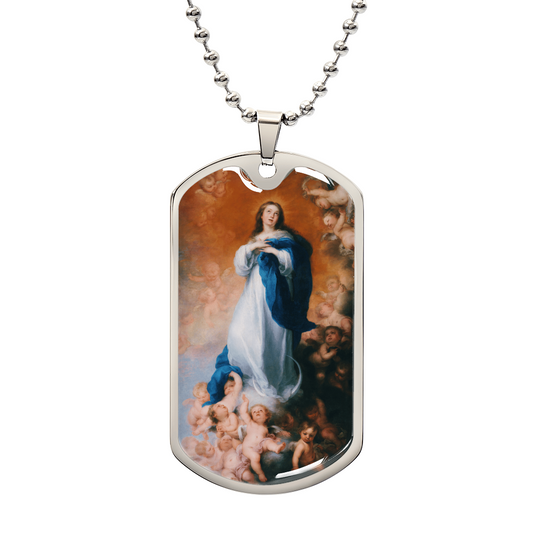 Immaculate Conception of the Venerable Ones Personalized Dog Tag Necklace (Stainless Steel or 18K Gold Finish)
