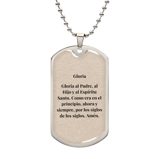 Gloria (Glory Be) Personalized Dog Tag Necklace (Stainless Steel or 18K Gold Finish)