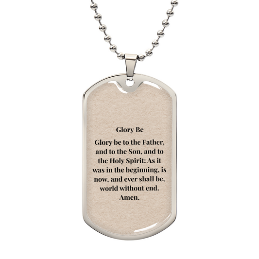 Glory Be Personalized Dog Tag Necklace (Stainless Steel or 18K Gold Finish)
