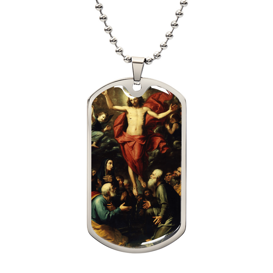 Ascension of Christ Personalized Dog Tag Necklace (Stainless Steel or 18K Gold Finish)