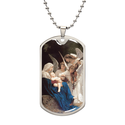 Mary the Virgin with the Angels Dog Tag Necklace