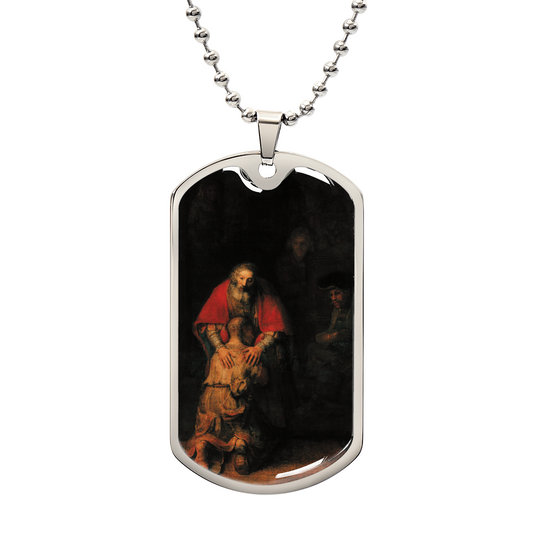 Return of the Prodigal Son Personalized Dog Tag Necklace (Stainless Steel or 18K Gold Finish)