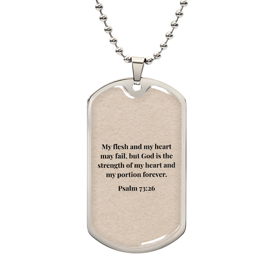 Psalm 71:16 Personalized Dog Tag Necklace (Stainless Steel or 18K Gold Finish)