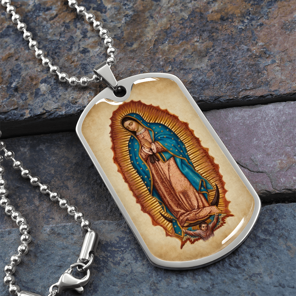 Our Lady of Guadalupe Graphic Dog Tag Necklace