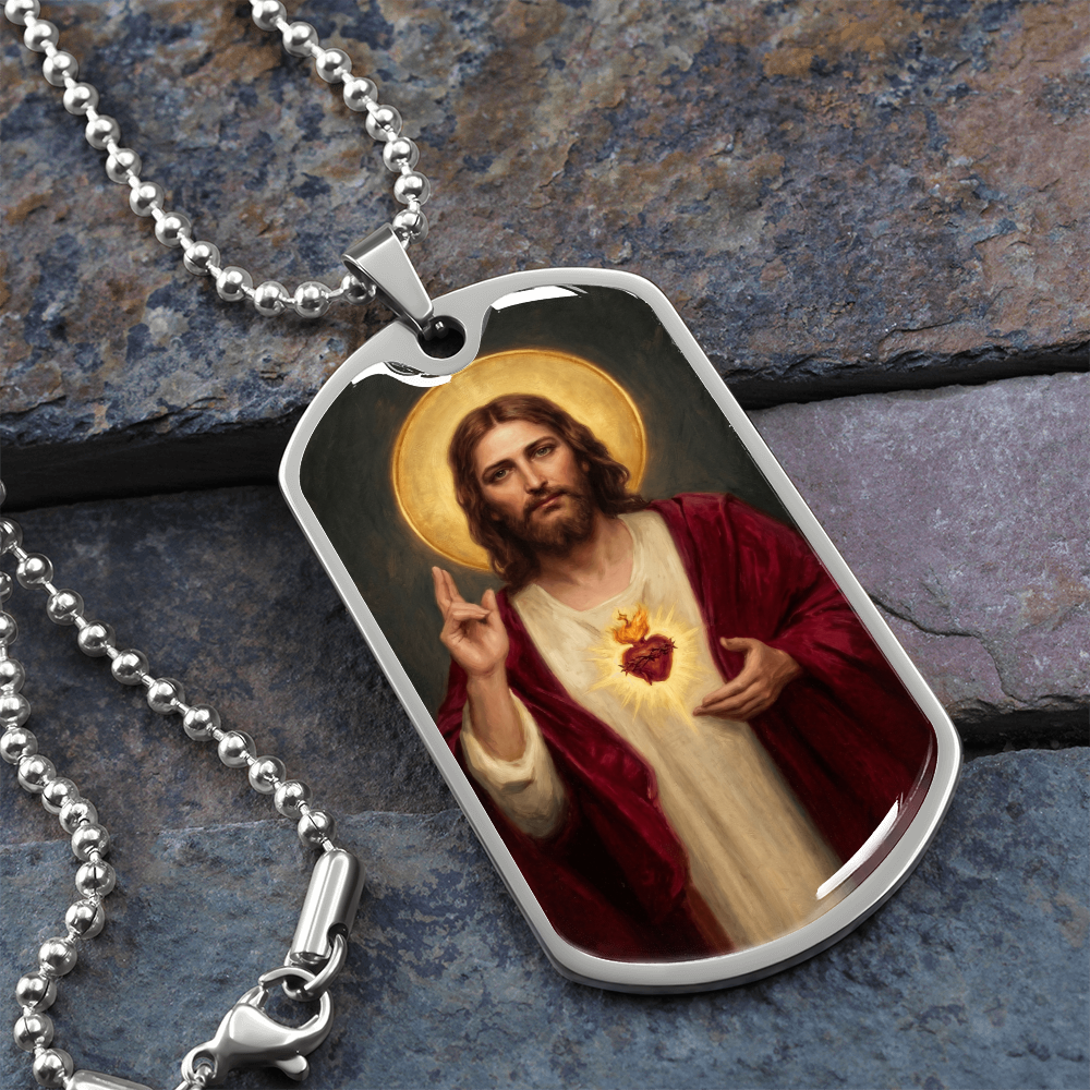 Sacred Heart of Jesus Thomas Chambers Dog Tag Necklace