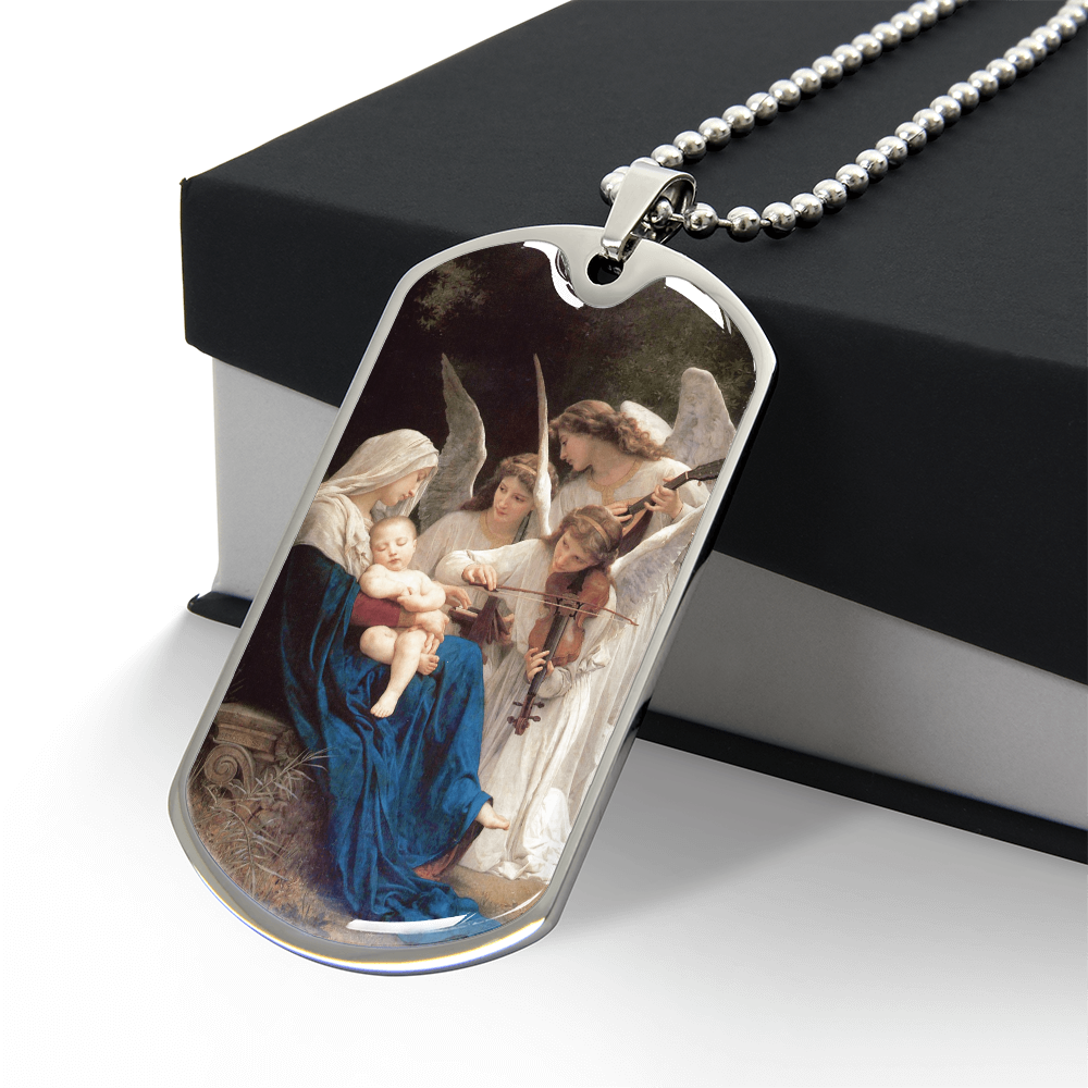 Mary the Virgin with the Angels Dog Tag Necklace