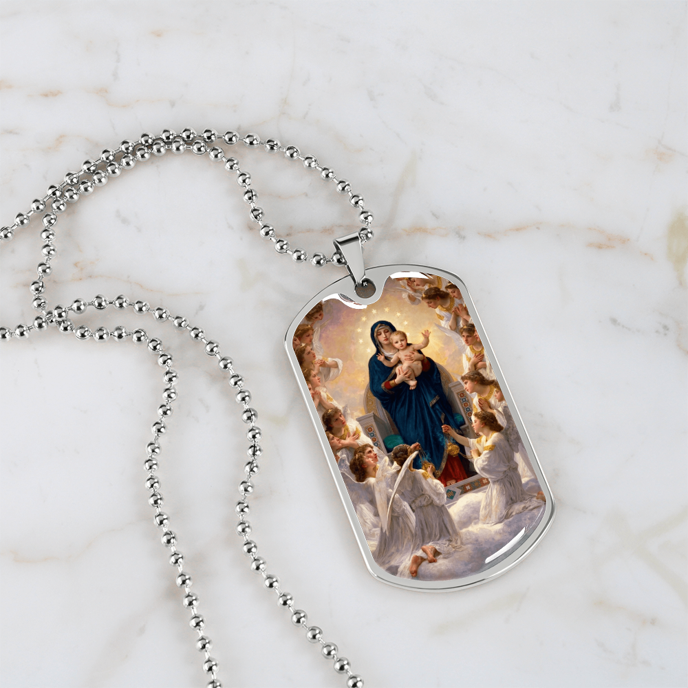Mary Queen of Angels Dog Tag Necklace