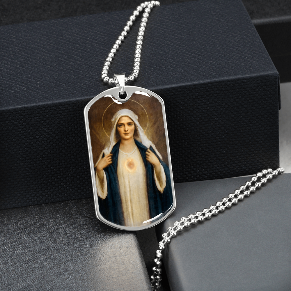 Immaculate Heart of the Virgin Mary Dog Tag Necklace