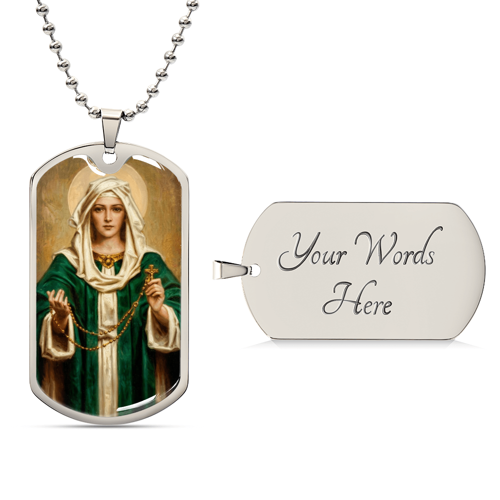 Our Lady of the Rosary by Thomas Chambers Dog Tag Necklace