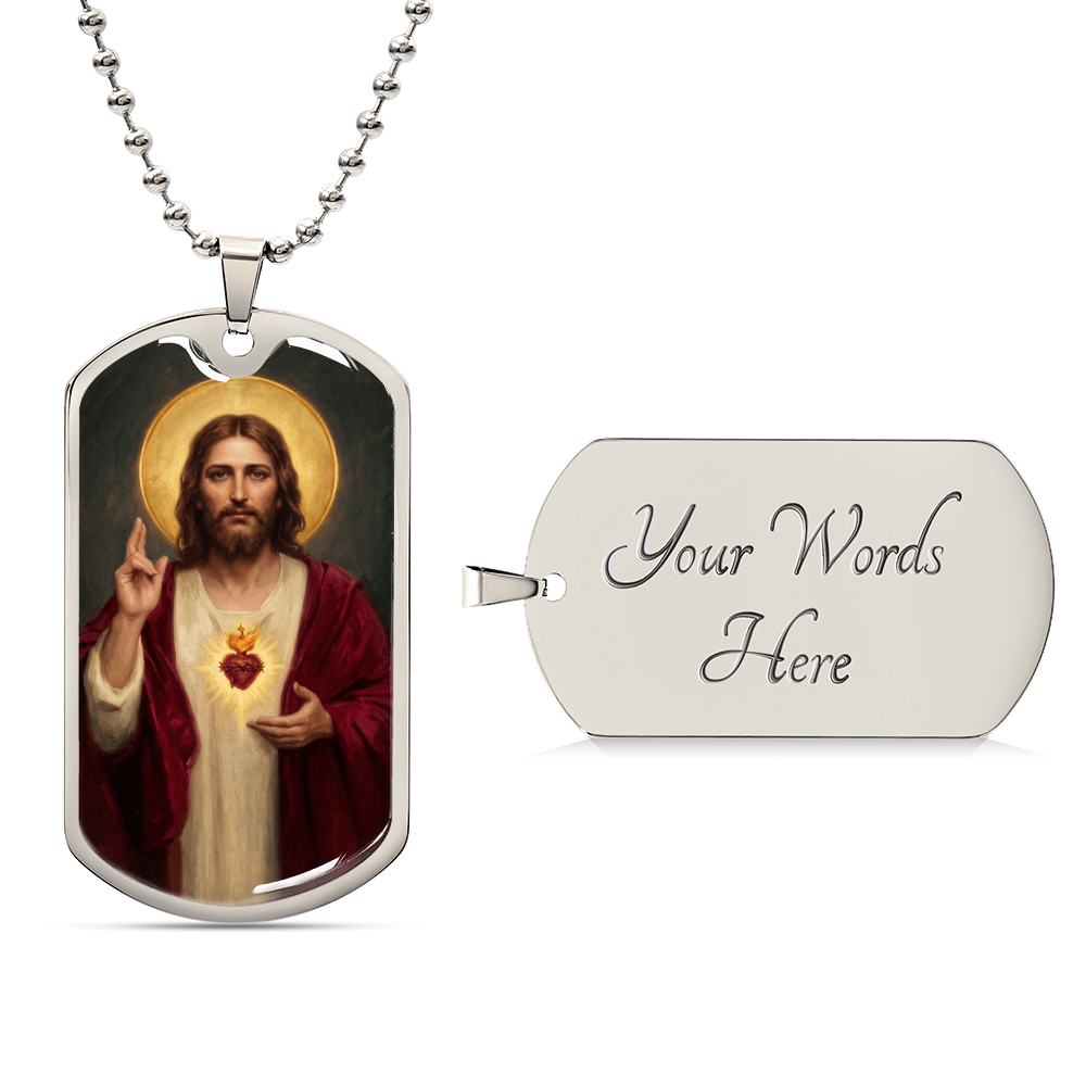 Sacred Heart of Jesus Thomas Chambers Dog Tag Necklace