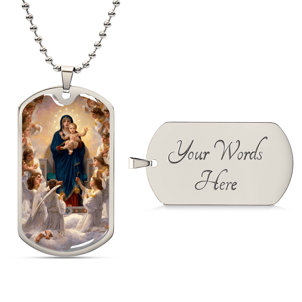 Mary Queen of Angels Dog Tag Necklace