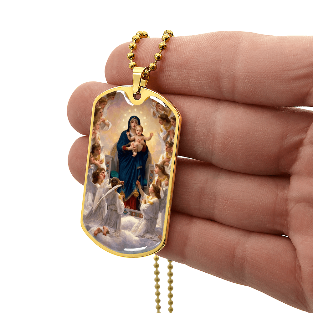 Mary Queen of Angels Dog Tag Necklace