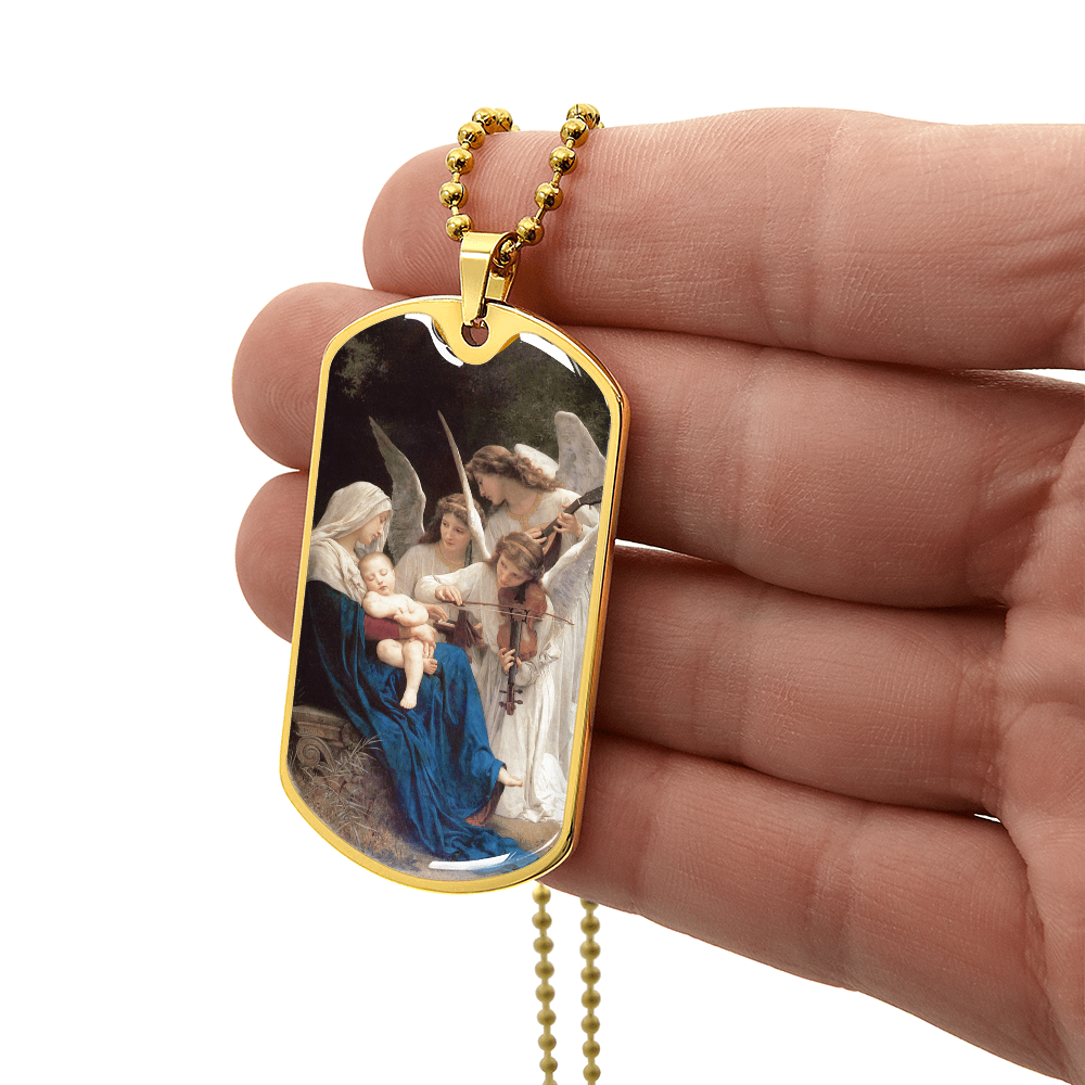 Mary the Virgin with the Angels Dog Tag Necklace