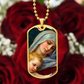 The Virgin Mary and the Child Jesus Personalized Dog Tag Necklace (Stainless Steel or 18K Gold Finish)